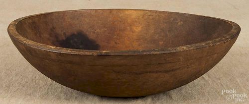 Turned wooden bowl, 19th c., 15 1/4'' dia.