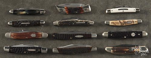 Twelve assorted pocket knives, to include Wostenholm, Buck, Case, Ranger, etc.