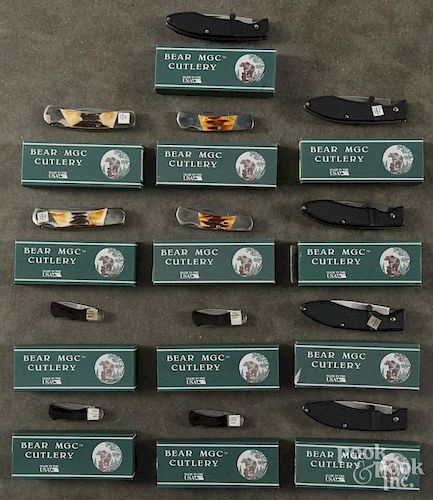 Thirteen Bear MGC pocket knives with boxes.