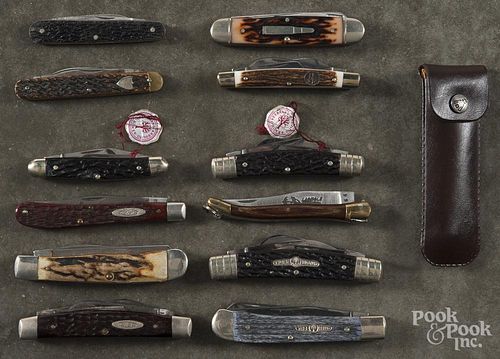 Twelve assorted pocket knives, to include Boker, Case, Lockwood, etc.