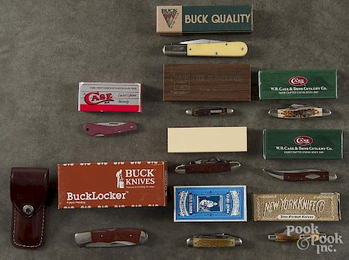 Nine pocket knives with boxes, to include Case, Buck, Schrade, etc.