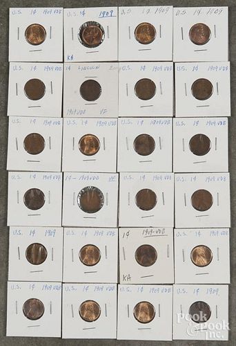 Nineteen U.S. Lincoln Head cents, 1909 VDB, together with five 1909 cents.