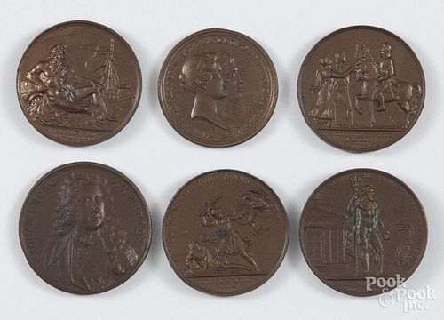 Six assorted British medals, 1 1/2'' dia.