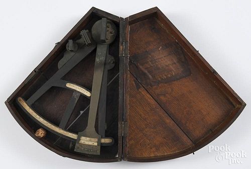 Cased sextant, by Norie, London, 12'' h.