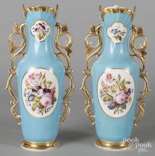 Pair of Paris or German porcelain vases, 19th c., 14 5/8'' h.