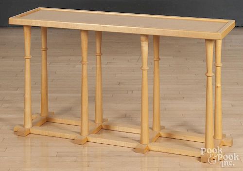 Modern maple pier table, 26'' h., 48'' w.