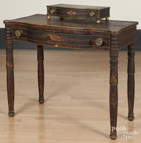 New England Sheraton painted pine dressing table, ca. 1825, 35 1/4'' h., 39 1/4'' w.