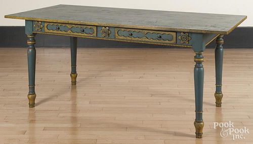 Painted dining table, by Steve and Kim Cherry, Lancaster, PA, 30'' h., 71 1/2'' w., 31 3/4'' d.
