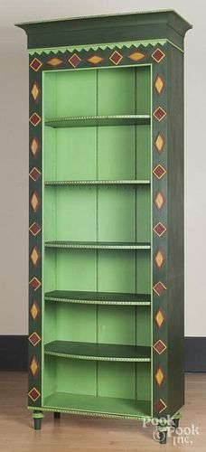 Painted open shelf cabinet, by Steve and Kim Cherry, Lancaster, PA, 95'' h., 34'' w.