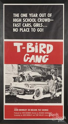 Movie poster for T-Bird Gang, 1959, 76'' x 39''.