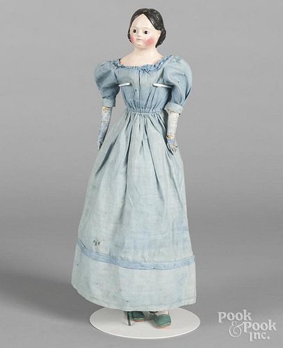 Greiner type papier-mâché doll with a stuffed body, 19 1/2'' h.