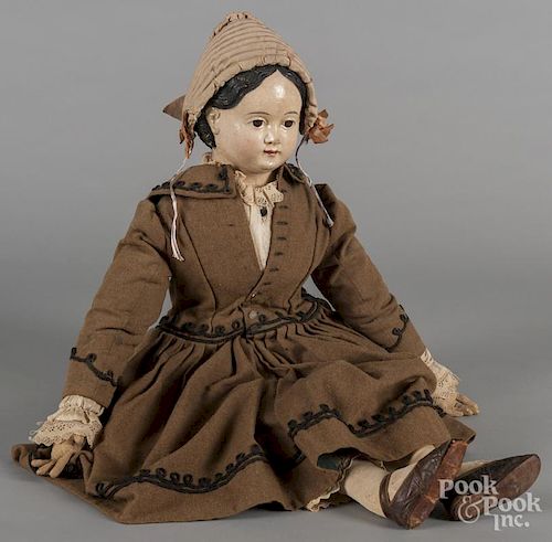 Greiner type papier-mâché doll with a stuffed body, 32'' h.