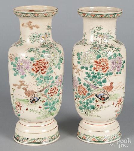 Pair of Japanese porcelain vases, early 20th c., 13 3/4'' h.