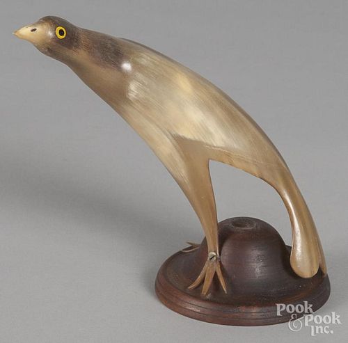 Carved horn bird, 7 1/4'' h.