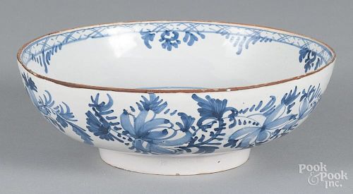 Delft blue and white bowl, 18th c., 3 1/2'' h., 10 1/4'' dia.