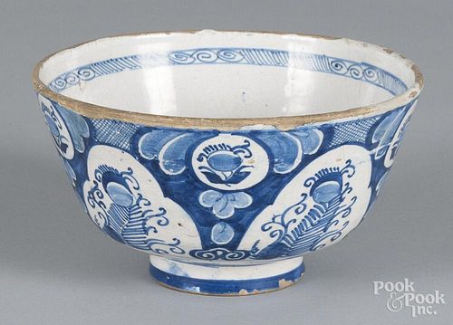 Delft blue and white bowl, 18th c., 4 1/2'' h., 8 1/2'' dia.
