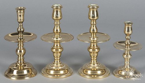 Four brass candlesticks, 20th c., tallest - 8 1/2''.