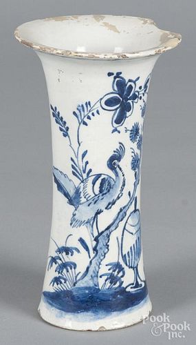 Delft beaker vase, 18th c., 8 1/4'' h.