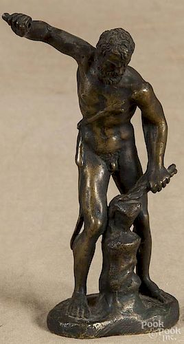 Bronze figure of a nude gentleman iron worker, ca. 1900, 5 3/4'' h.