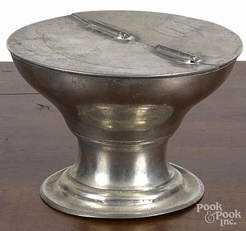 Cranston, Rhode Island pewter sugar bowl, 19th c., bearing the touch of George Richardson, 4 1/2'' h.