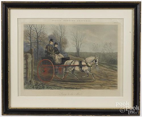 Three color lithograph horse scenes, after Alken, Boult, and Thulstrup, 17'' x 25'', 10 1/4'' x 15''