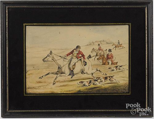 Henry Thomas Alken (British 1785-1851), watercolor of a fox hunting scene, signed lower left