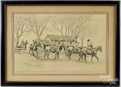 Edward King, set of four pencil signed Steeple Chase lithographs, 10 1/2'' x 16 1/2''.