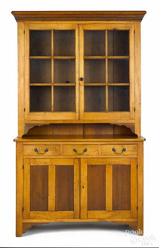 Pennsylvania cherry and walnut Dutch cupboard, 19th c., in two parts, 86'' h., 47'' w.