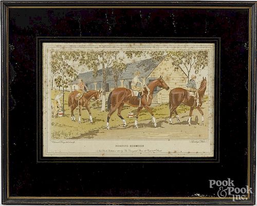 Edward King, set of four chromolithograph horse racing scenes, 6 1/4'' x 11''.