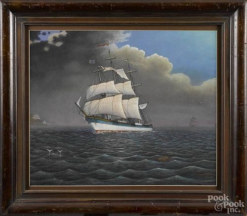 Albert R. Nemethy (American), pastel portrait of a sail ship, signed lower right, 17 1/4'' x 21''.