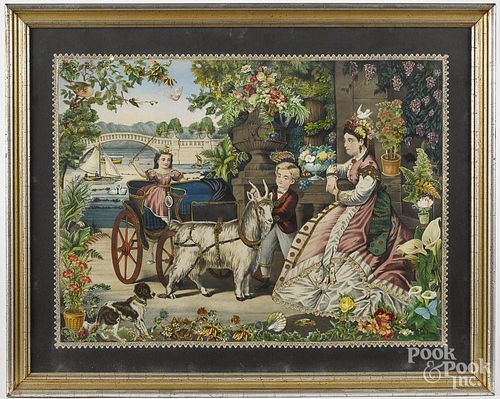 H. Schile, pair of chromolithograph and decoupage Central Park scenes, 18 1/2'' x 24 3/4''.
