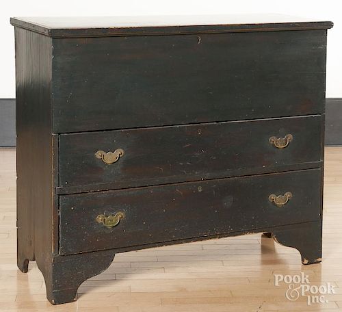 New England pine mule chest, late 18th c., retaining a later dark stained surface, 36 1/2'' h.