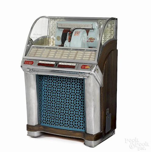 Seeburg coin operated Select-O-Matic jukebox, ca. 1953, model HF100G, with auxiliary speakers, 53'' h.