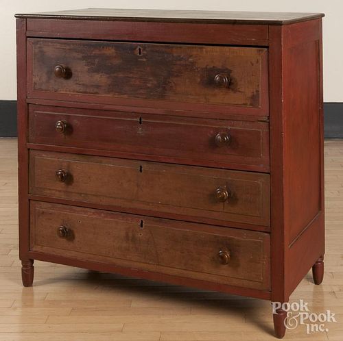 Sheraton painted chest of drawers, 19th c., 45 1/4'' h., 45 1/4'' w.