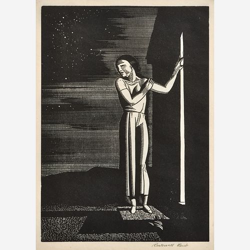  Rockwell Kent "Starry Night" Pencil-Signed Wood Engraving