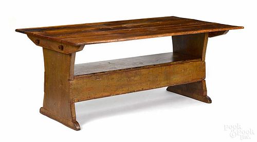 Large Pennsylvania pine bench table, 19th c., 29'' h., 72 1/2'' w., 39'' d.