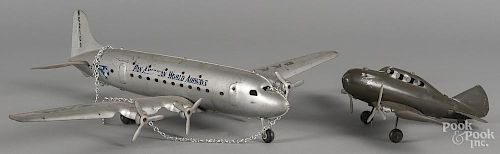 Two Marx tin airplanes, to include a Pan American World Airways, wingspan - 28''