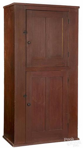 Pennsylvania painted poplar wall cupboard, 19th c., with two raised panel doors, 71 1/2'' h., 36'' w.