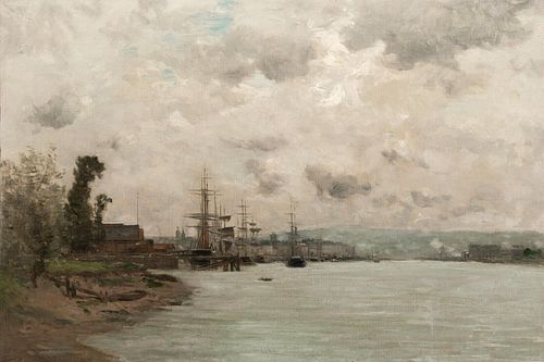 VIEW OF THE SEINE AT ROUEN OIL PAINTING