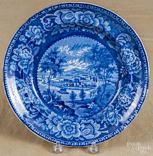 Historical blue Staffordshire Hobart Town plate, 19th c., 9'' dia.