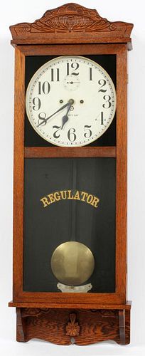 NEW HAVEN WALL REGULATOR CLOCK EARLY 20TH C.