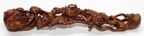 CHINESE HAND CARVED BOXWOOD RUYI SCULPTURE