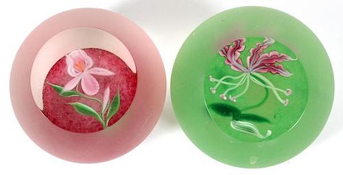 TWO STEVEN CORREIA ART GLASS PAPERWEIGHTS