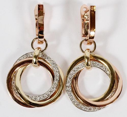 .5CT DIAMOND AND 14KT GOLD DANGLE EARRINGS PAIR