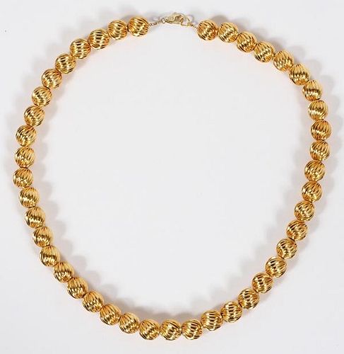 14KT YELLOW GOLD BEAD NECKLACE