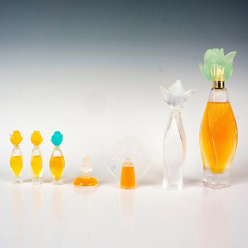 7pc Lalique Crystal Perfume Bottles