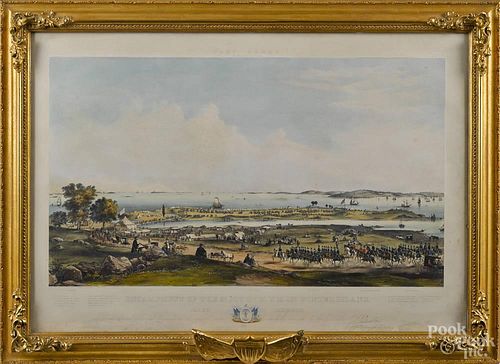 Color lithograph, after Bachelder, titled Encampment of the 2nd Div. of M. V. M. on Winter Island