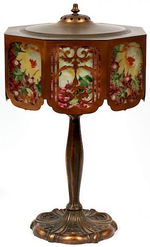 PAIRPOINT REVERSE PAINTED TABLE LAMP LATE 19TH C.