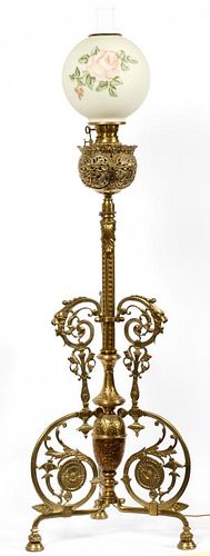 BRASS PARLOR FLOOR LAMP LATE 19TH/EARLY 20TH C.