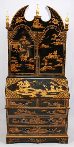 CHINOISERIE-STYLE LACQUERED SECRETARY